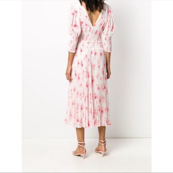 NWT Self-Portrait Floral Print Pleated Midi Dress US size 2 - Picture 4 of 13